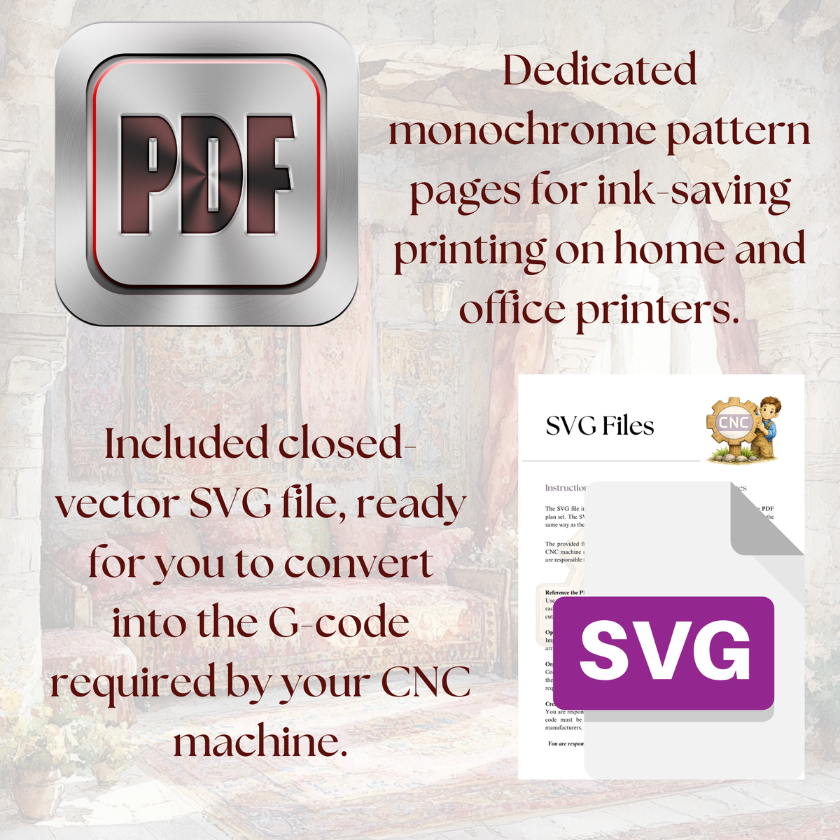 Rudolph & Sleigh Set Pattern PDF & SVG